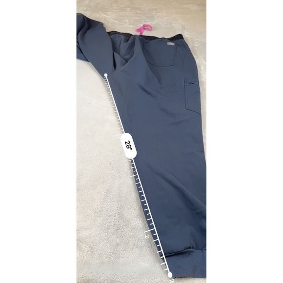 FIGS Technical Collection Scrub Jogger Pants XXL Charcoal Gray Pink Drawstring - Picture 8 of 9